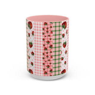 Mug - Strawberry Pattern Accent Coffee Mug for Spring & Summer