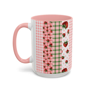 Mug - Strawberry Pattern Accent Coffee Mug for Spring & Summer