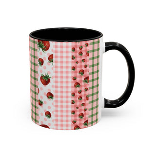 Mug - Strawberry Pattern Accent Coffee Mug for Spring & Summer