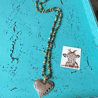 Silver Heart Pendant Necklace: BLACK
