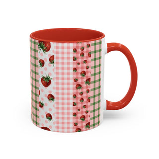 Mug - Strawberry Pattern Accent Coffee Mug for Spring & Summer