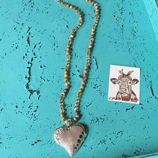 Silver Heart Pendant Necklace: BLACK