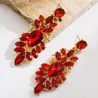 Retro Waterdrop Earrings with Rhinestone Accents: White