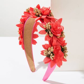Floral Headband with Rose Accents for Women: Light Pink