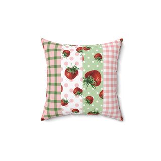 Cheerful Strawberry Floral Square Pillow - Brighten Your Home Decor
