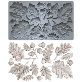 IOD Mould Oak Leaves & Acorns Iron Orchid Designs silicone mould embellishment applique for furniture home décor mix media baking arts and craft and more