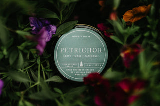 Petrichor Candle - 100% Soy Wax - Rain candle - Outdoor: 12oz / Wood Wick