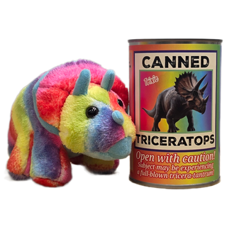 Trixie the Canned Rainbow Triceratops Dinosaur Plush w/Jokes: Pop Top Lid