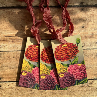 Beautiful Gift Tags Zinnia - Single or pkg/3  : Pkg/3