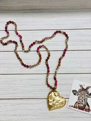 Gold Heart Necklace: Black