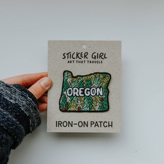 Oregon Trees Embroidered Iron On Patch