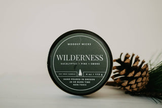 Wilderness Candle Soy Wax Candle - Non-Toxic - Tree Scent : 4 oz / Wood Wick