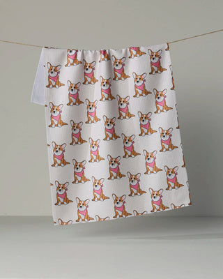 Corgi Pals Tea Towel: Pink-1
