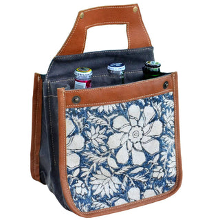 Blue Canvas & Flowers Beer Carrier