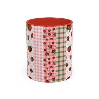 Mug - Strawberry Pattern Accent Coffee Mug for Spring & Summer