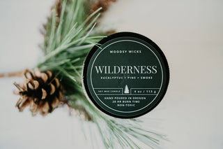 Wilderness Candle Soy Wax Candle - Non-Toxic - Tree Scent : 4 oz / Wood Wick