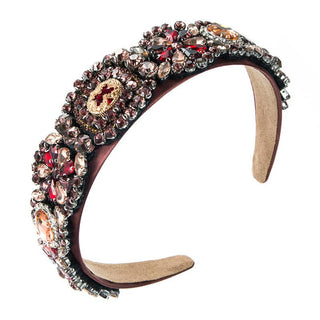Baroque Style Rhinestone Headband Trendy Hair Accessories: Light Beige