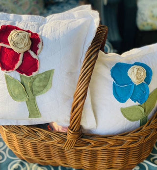 Pillow Vintage boho cushion Flower Upcycled Quilt Pillow Handcrafted Home Decor