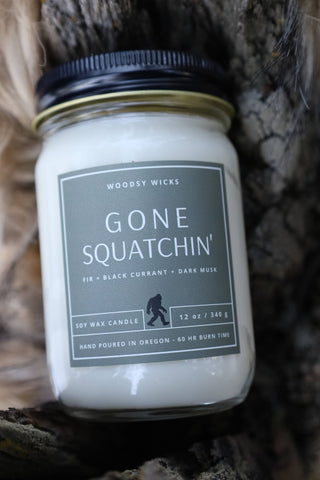 Bigfoot Gone Squatchin' BESTSELLER Soy Wax Wood Wick - 12oz jar