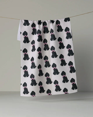 Poodle Parade Tea Towel: Brown