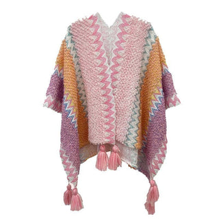 Ethnic Style Warm Shawl Cape for Women: Rose Red / 140