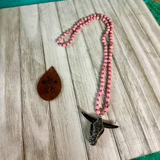 Steer Head Necklace #3: PINK