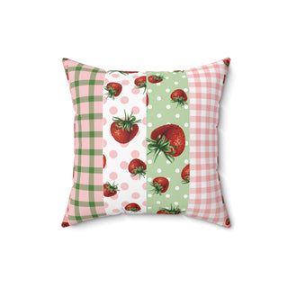 Cheerful Strawberry Floral Square Pillow - Brighten Your Home Decor