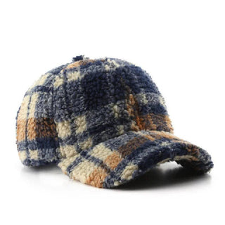 Baseball Cap Woman Lamb Wool Plaid Hats Winter Autumn Snapback Thickwarm Caps Female Casual Sun Visor Trucker Hats: Grey / Adjustable