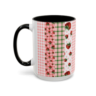 Mug - Strawberry Pattern Accent Coffee Mug for Spring & Summer