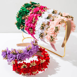 Floral Headband with Rose Accents for Women: Light Pink