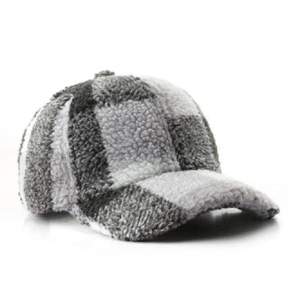 Baseball Cap Woman Lamb Wool Plaid Hats Winter Autumn Snapback Thickwarm Caps Female Casual Sun Visor Trucker Hats: Navy / Adjustable