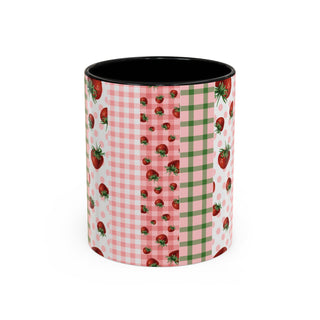 Mug - Strawberry Pattern Accent Coffee Mug for Spring & Summer