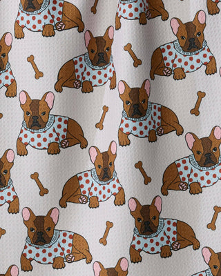 Frenchie Fun Tea Towel: Lime