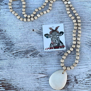 Large Howlite Stone Necklace: Ivory