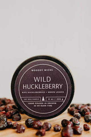 4oz candles Gift Candles Corporate Gifts Pacific Northwest: Wild huckleberry / Crackling Wood Wick