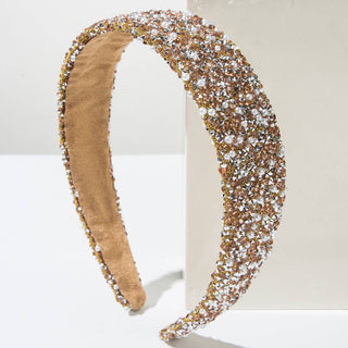 Luxury Pearl Beaded Hairband Colorful Rhinestone Headband: Pink
