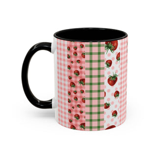 Mug - Strawberry Pattern Accent Coffee Mug for Spring & Summer