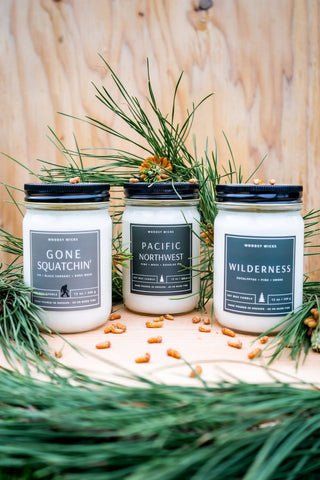 Bigfoot Gone Squatchin' Candle - Soy Wax - Sasquatch: 12oz / Wood Wick