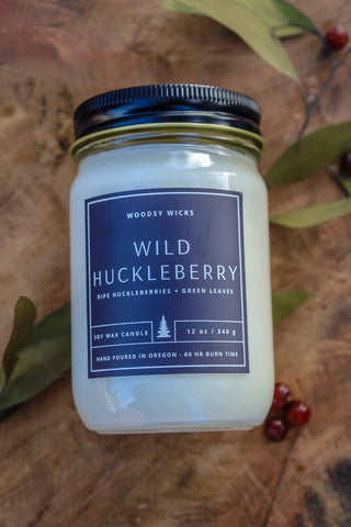 Wild Huckleberry Soy Wax Candle Hand Poured 12oz / Wood Wick