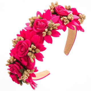 Floral Headband with Rose Accents for Women: Light Pink