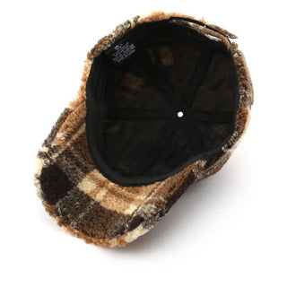 Baseball Cap Woman Lamb Wool Plaid Hats Winter Autumn Snapback Thickwarm Caps Female Casual Sun Visor Trucker Hats: Brown / Adjustable