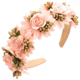 Floral Headband with Rose Accents for Women: Light Pink