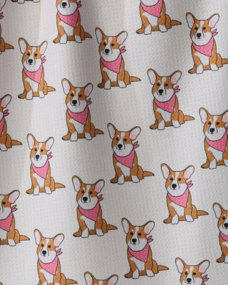 Corgi Pals Tea Towel: Pink-1