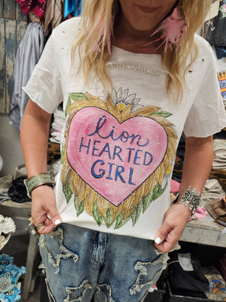 Lion Hearted Girl Tattered Tee: Lxl