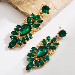 Retro Waterdrop Earrings with Rhinestone Accents: White