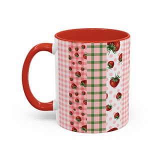 Mug - Strawberry Pattern Accent Coffee Mug for Spring & Summer