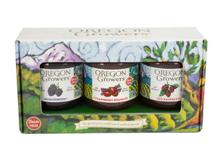 Oregon Willamette Valley Berry Gift Trio  Red Raspberry, sweet Oregon Strawberry Marionberry jam 12oz jars