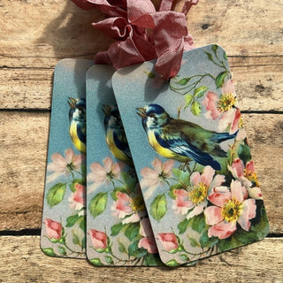Beautiful Gift Tags Bird in Spring Blossom Single or pkg/3: Pkg/3
