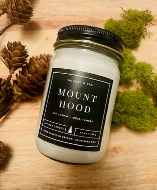Mount Hood Candle - Mt Hood Oregon - National Park - PNW : 4oz / Wood Wick