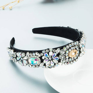 Baroque Style Rhinestone Headband Trendy Hair Accessories: Light Beige